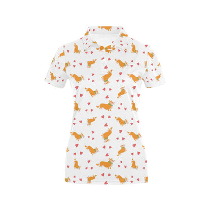 Cardigan Welsh Corgis Pattern Print Design 04 Women's Polo Shirt