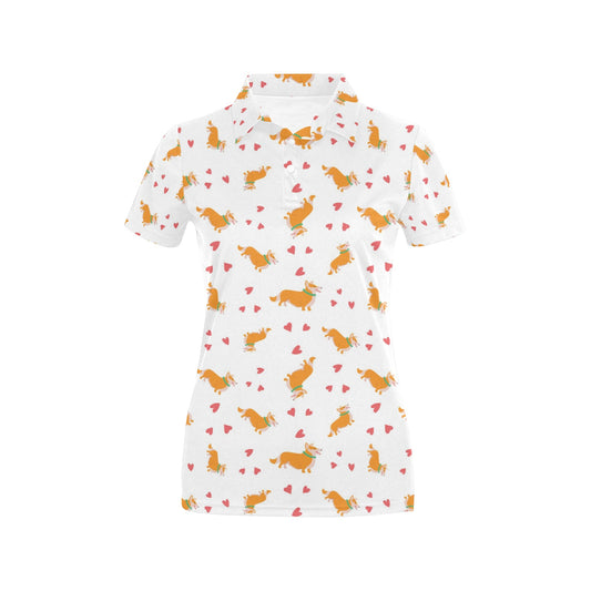 Cardigan Welsh Corgis Pattern Print Design 04 Women's Polo Shirt