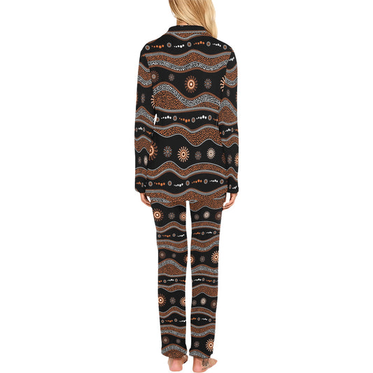 Aboriginal Print Design LKS404 Women's Long Pajama Set