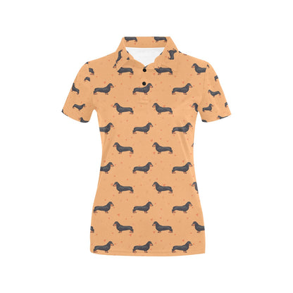 Dachshund Draw Print Pattern Women's Polo Shirt