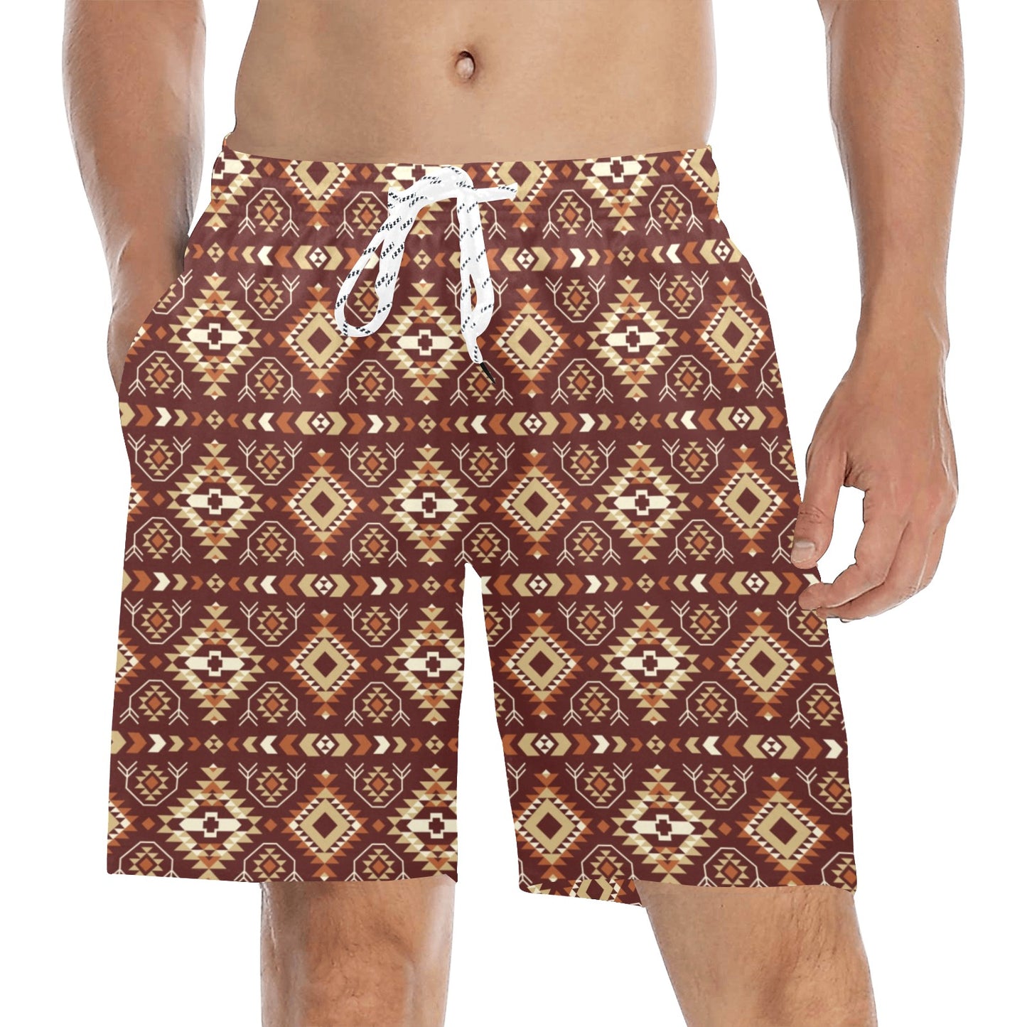 Navajo Native Color Print Pattern Men's Swim Trunks Beach Shorts