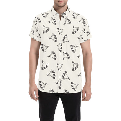 Skydiver Print Design LKS301 Men Short Sleeve Button Up Shirt