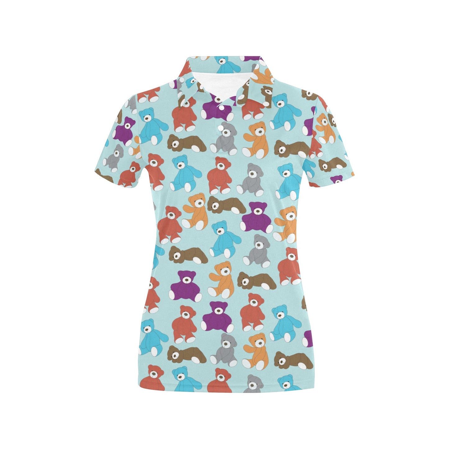 Bear Cute Pattern Print Design 03 Women's Polo Shirt