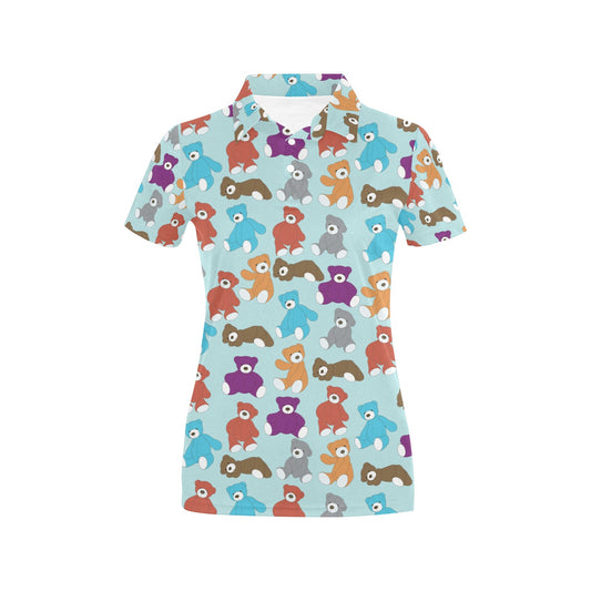 Bear Cute Pattern Print Design 03 Women's Polo Shirt