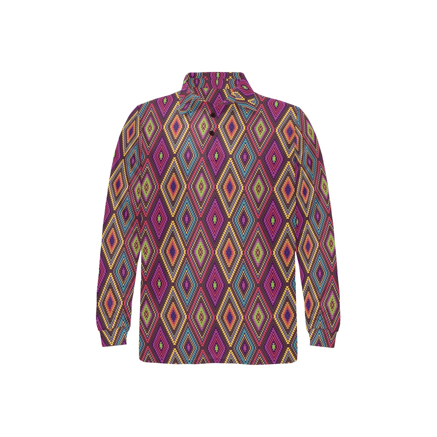 Southwestern Print Long Sleeve Polo Shirt For Men's