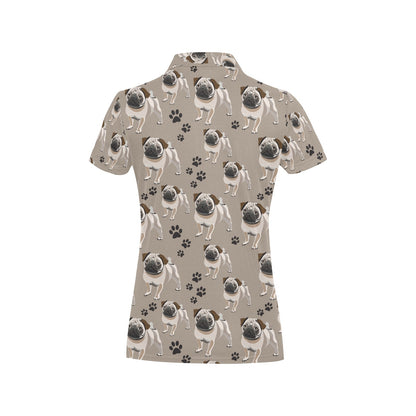 Pug Pattern Print Design A04 Women's Polo Shirt