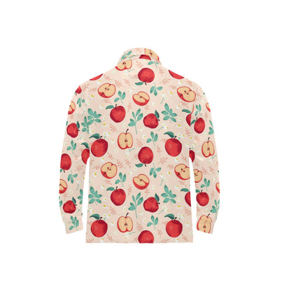 Apple Pattern Print Design AP06 Long Sleeve Polo Shirt For Men's