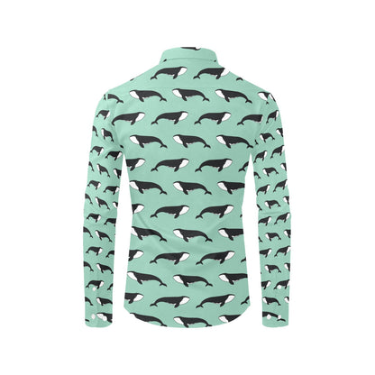 Whale Print Design LKS307 Men's Long Sleeve Dress Shirt