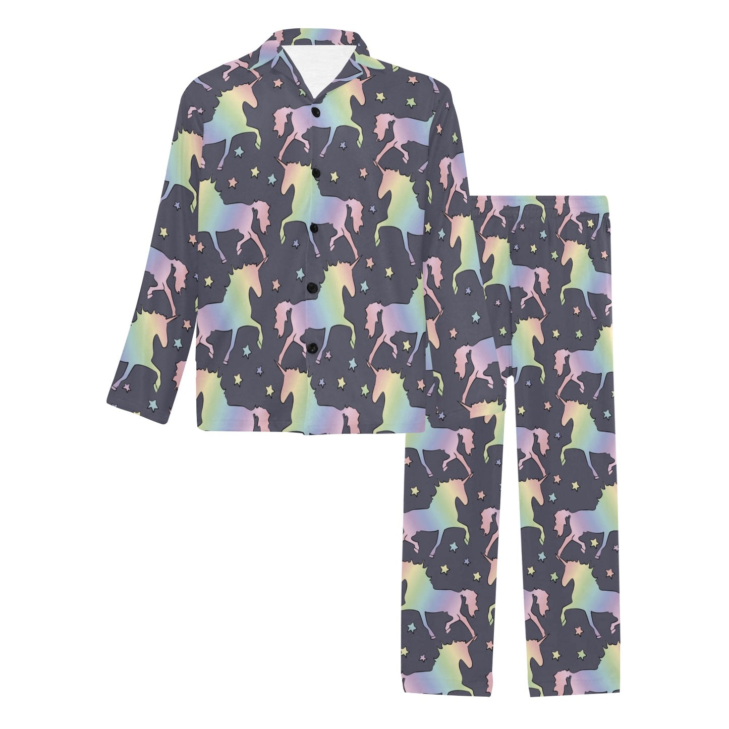 Rainbow Pattern Print Design A05 Men's Long Pajama Set
