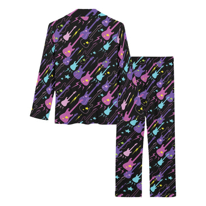 Electric Guitar Pattern Print Design 02 Women's Long Pajama Set
