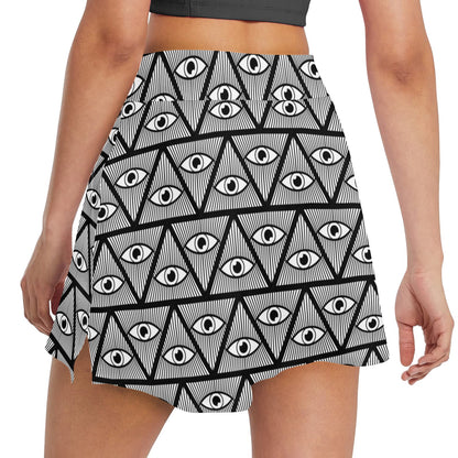 Third Eye Pattern Print Design LKS304 17" Golf & Pickleball Skort with Pockets