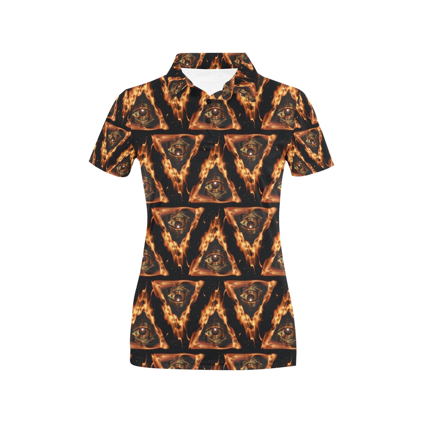 Eye of Horus in Flame Print Women's Polo Shirt