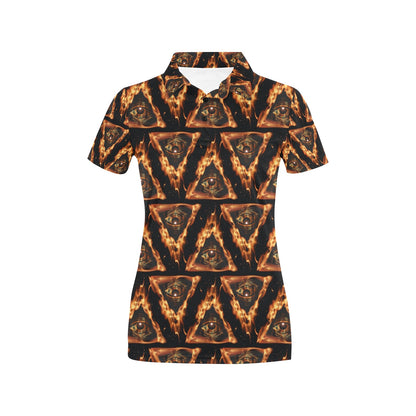 Eye of Horus in Flame Print Women's Polo Shirt