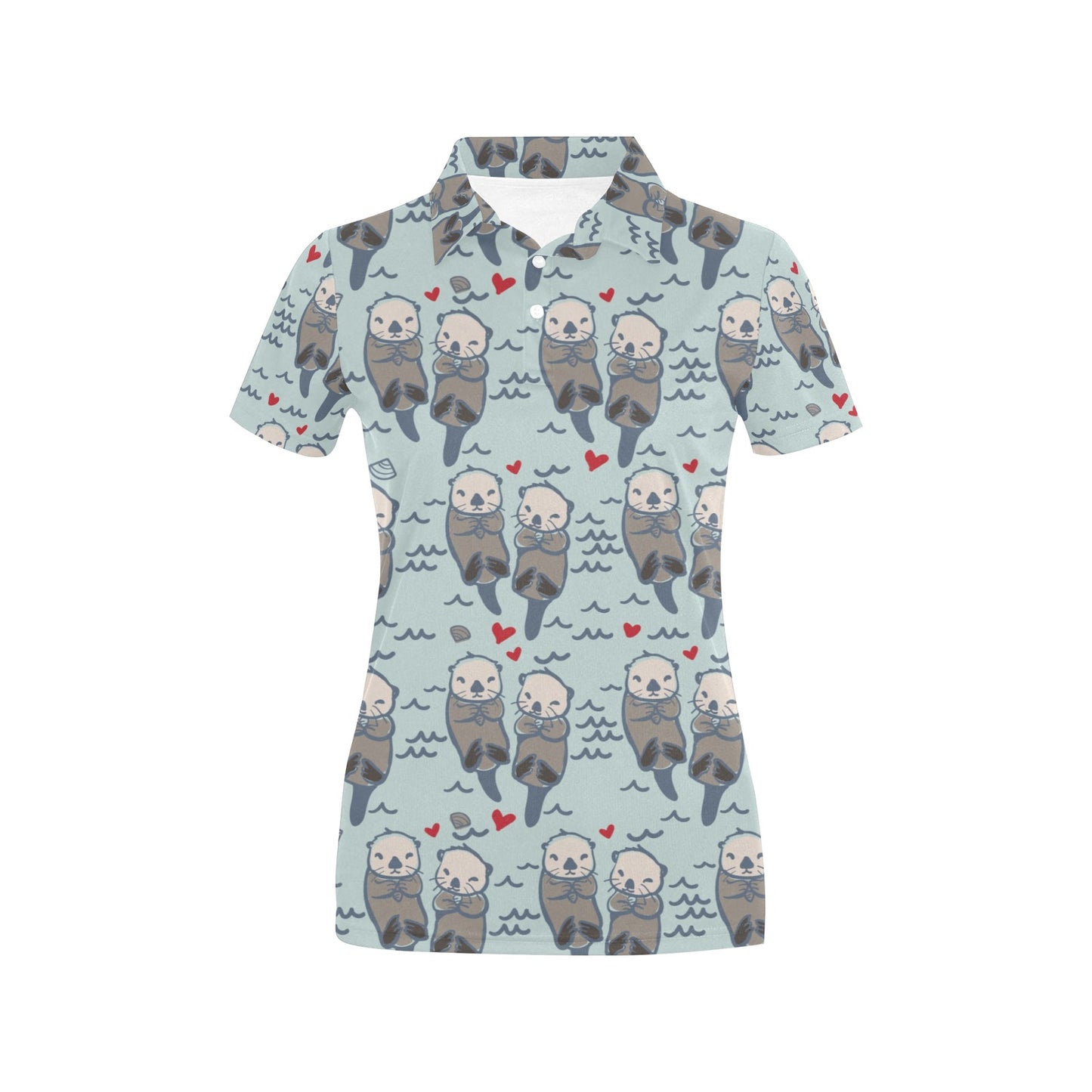 Sea Otter Pattern Print Design 03 Women's Polo Shirt