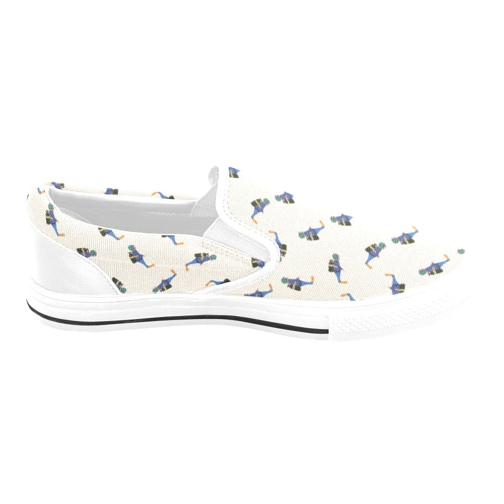 Scuba Driver Print Design LKS301 White Slip Ons Canvas Women's Shoes