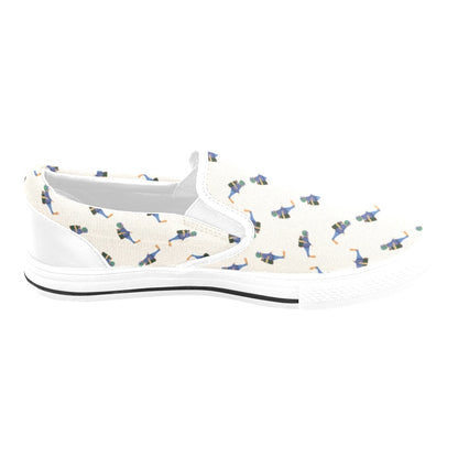 Scuba Driver Print Design LKS301 White Slip Ons Canvas Women's Shoes