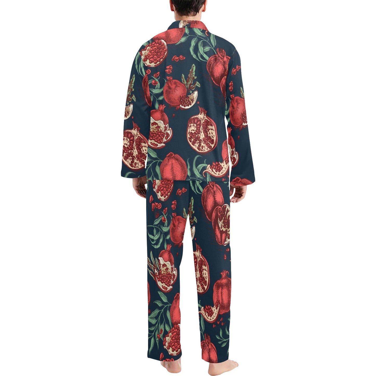 Pomegranate Pattern Print Design PG04 Men's Long Pajama Set