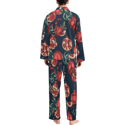 Pomegranate Pattern Print Design PG04 Men's Long Pajama Set