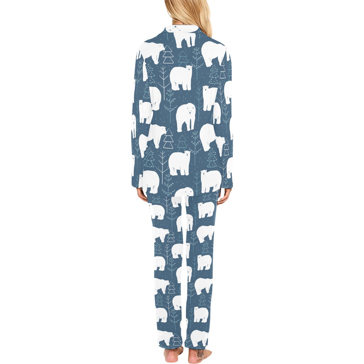 Polar Bear Pattern Print Design A01 Women's Long Pajama Set