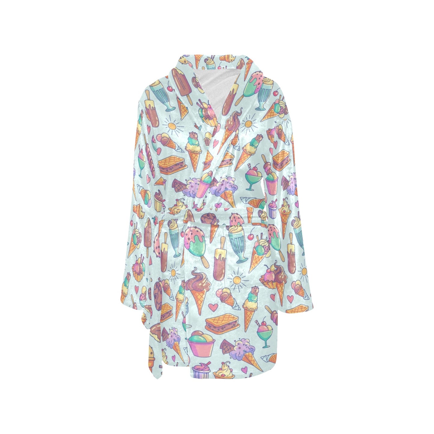 Ice Cream Pattern Print Design IC02 Women's Fleece Robe