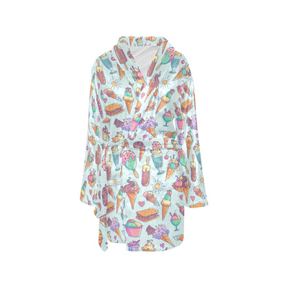 Ice Cream Pattern Print Design IC02 Women's Fleece Robe