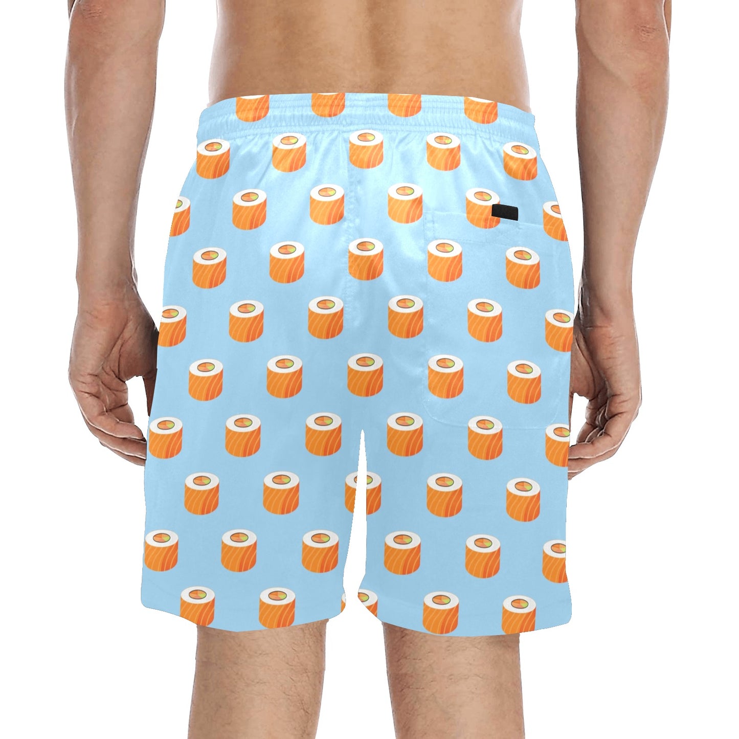 Salmon Sushi Print Design LKS307 Men's Swim Trunks Beach Shorts