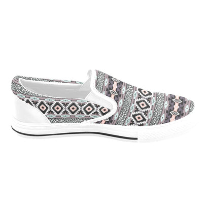 Safari Pattern Print Design LKS302 White Slip Ons Canvas Women's Shoes