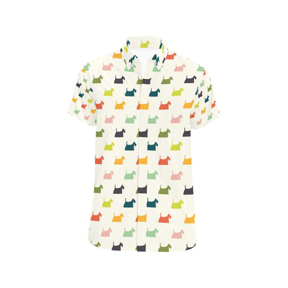 Scottish Terriers Print Design LKS305 Men Short Sleeve Button Up Shirt