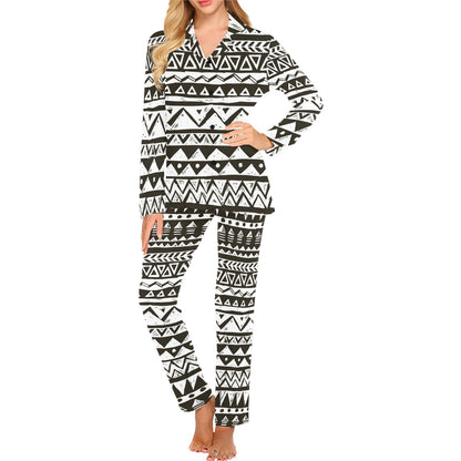 Hand draw Tribal Aztec Women's Long Pajama Set