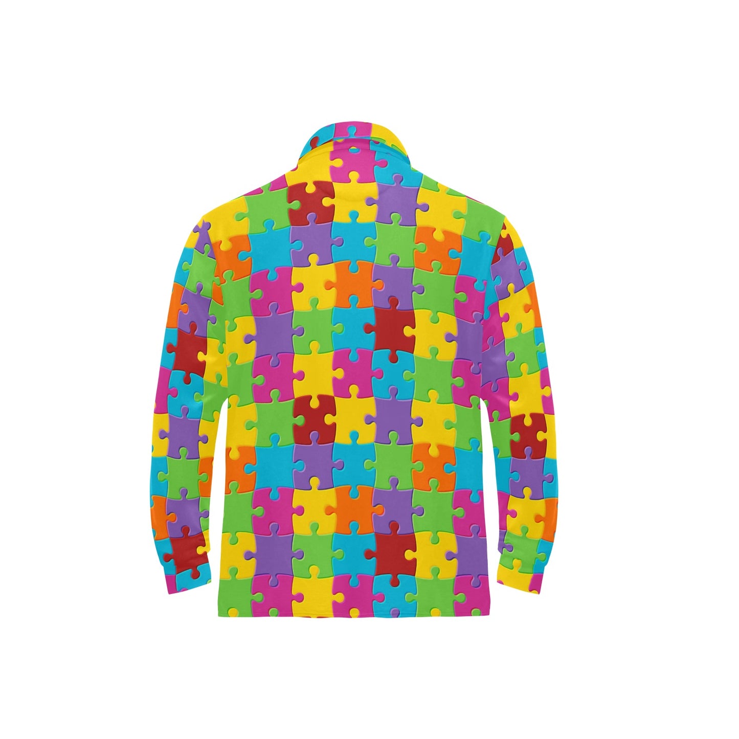 Autism Awareness Pattern Print Design 02 Long Sleeve Polo Shirt For Men's