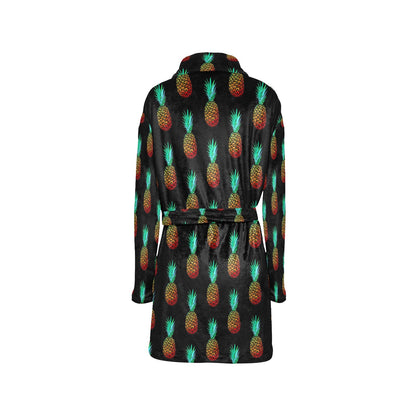 Pineapple Pattern Print Design A05 Women's Fleece Robe