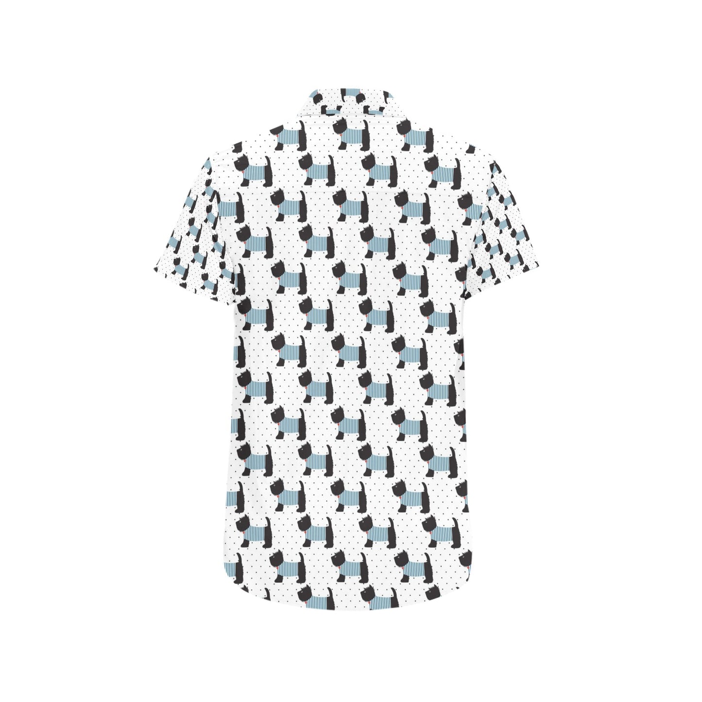 Scottish Terriers Print Design LKS3012 Men Short Sleeve Button Up Shirt