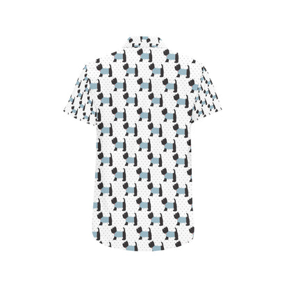 Scottish Terriers Print Design LKS3012 Men Short Sleeve Button Up Shirt