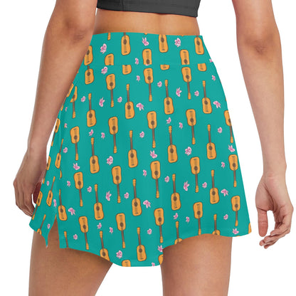 Ukulele Print Design LKS403 17" Golf & Pickleball Skort with Pockets
