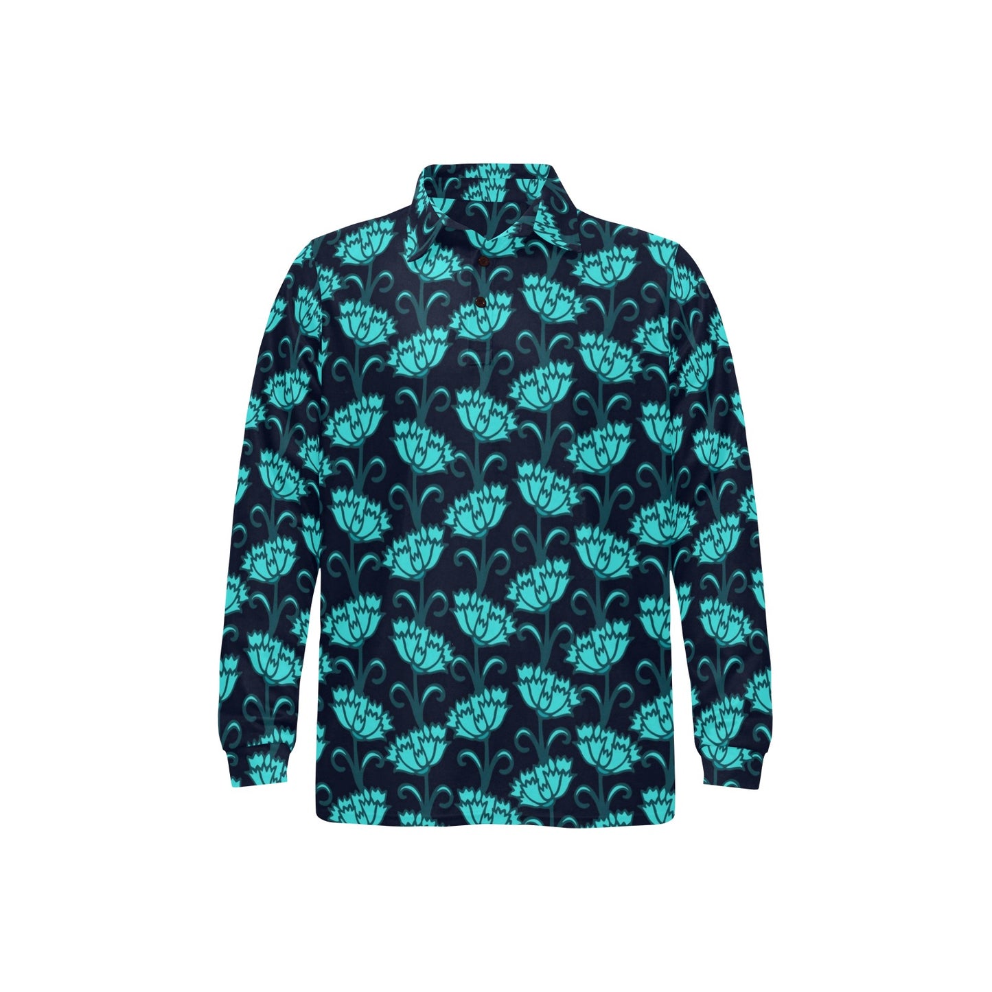 Carnations Pattern Print Design CN06 Long Sleeve Polo Shirt For Men's