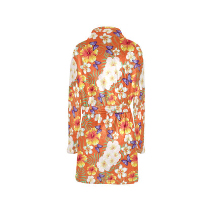 Tropical Flower Pattern Print Design TF027 Women's Fleece Robe