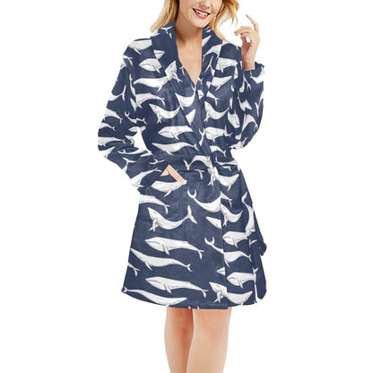 Whale Print Design LKS308 Women's Fleece Robe