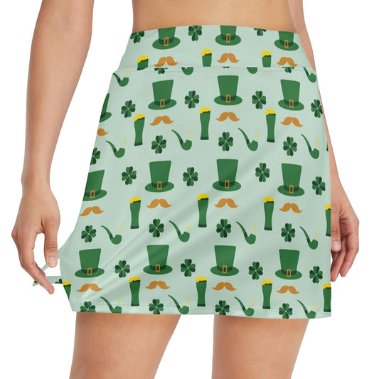 St Patricks Day Print Design LKS304 17" Golf & Pickleball Skort with Pockets