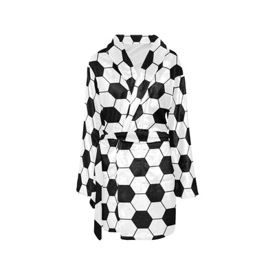 Soccer Ball Texture Print Design LKS303 Women's Fleece Robe