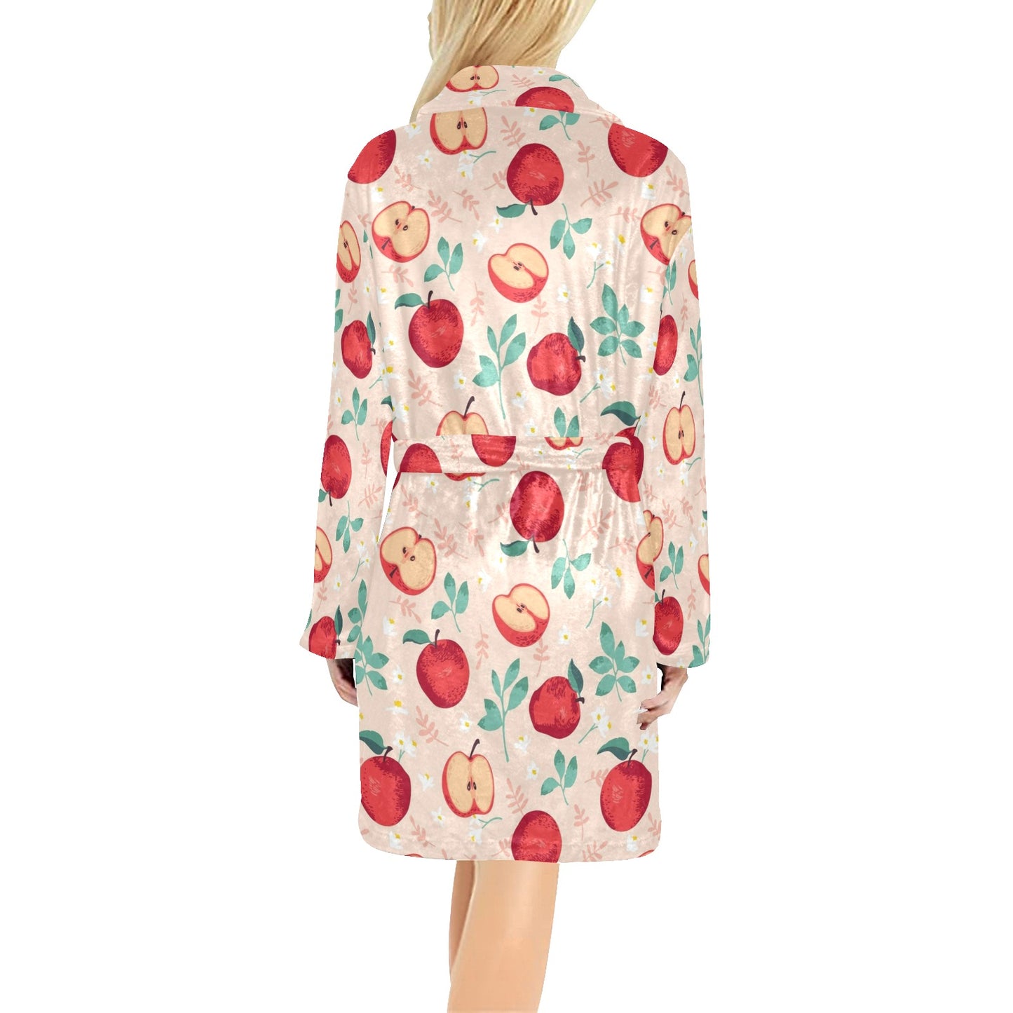 Apple Pattern Print Design AP06 Women's Fleece Robe