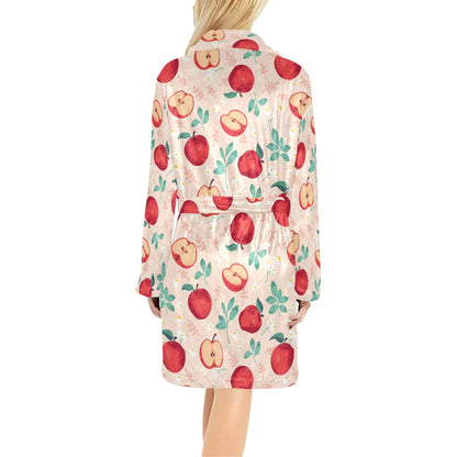 Apple Pattern Print Design AP06 Women's Fleece Robe