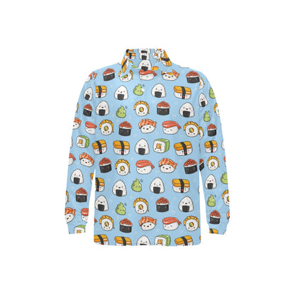 Sushi Print Design LKS303 Long Sleeve Polo Shirt For Men's