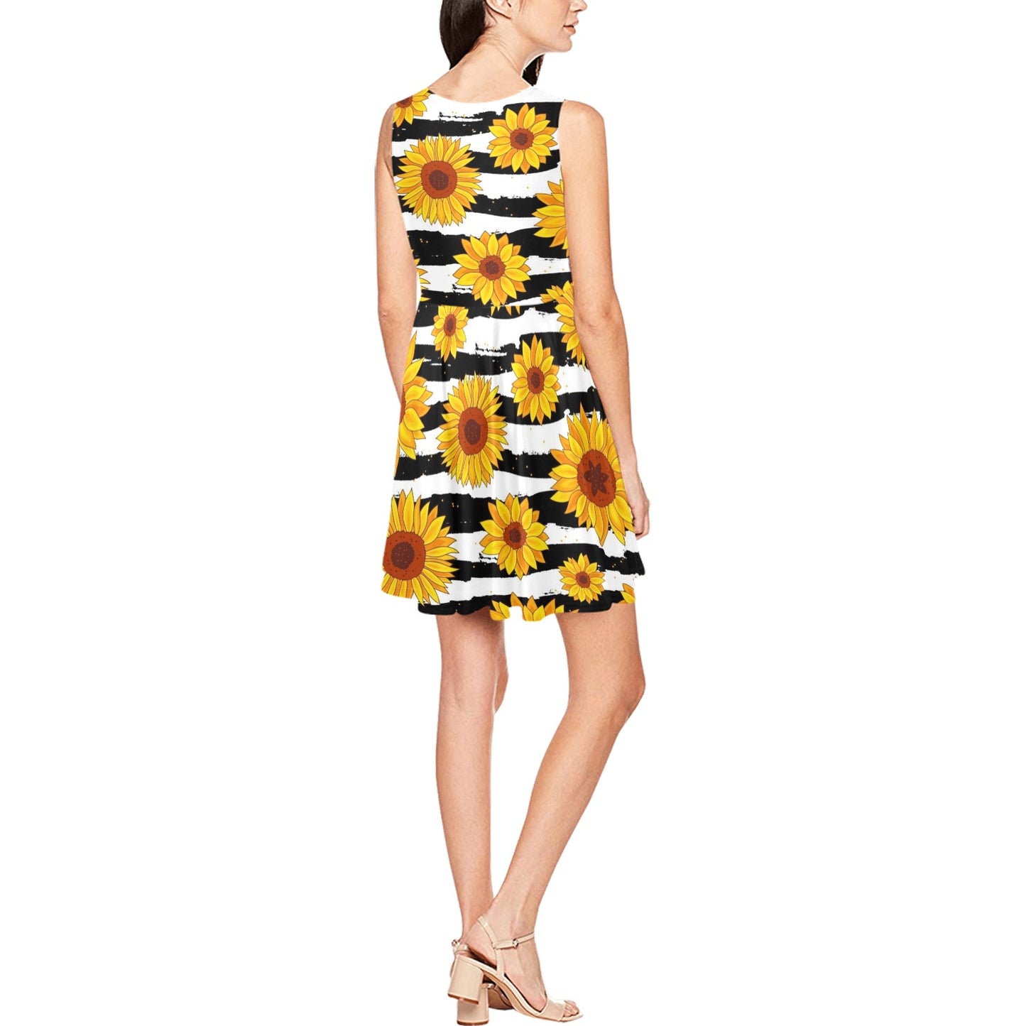 Sunflower Pattern Print Design SF010 Sleeveless Dress