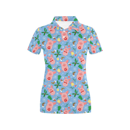 Pig Print Design LKS404 Women's Polo Shirt