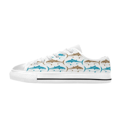 Tuna Fish Print Design LKS301 Women's White Low Top Shoes