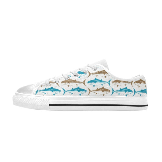 Tuna Fish Print Design LKS301 Women's White Low Top Shoes