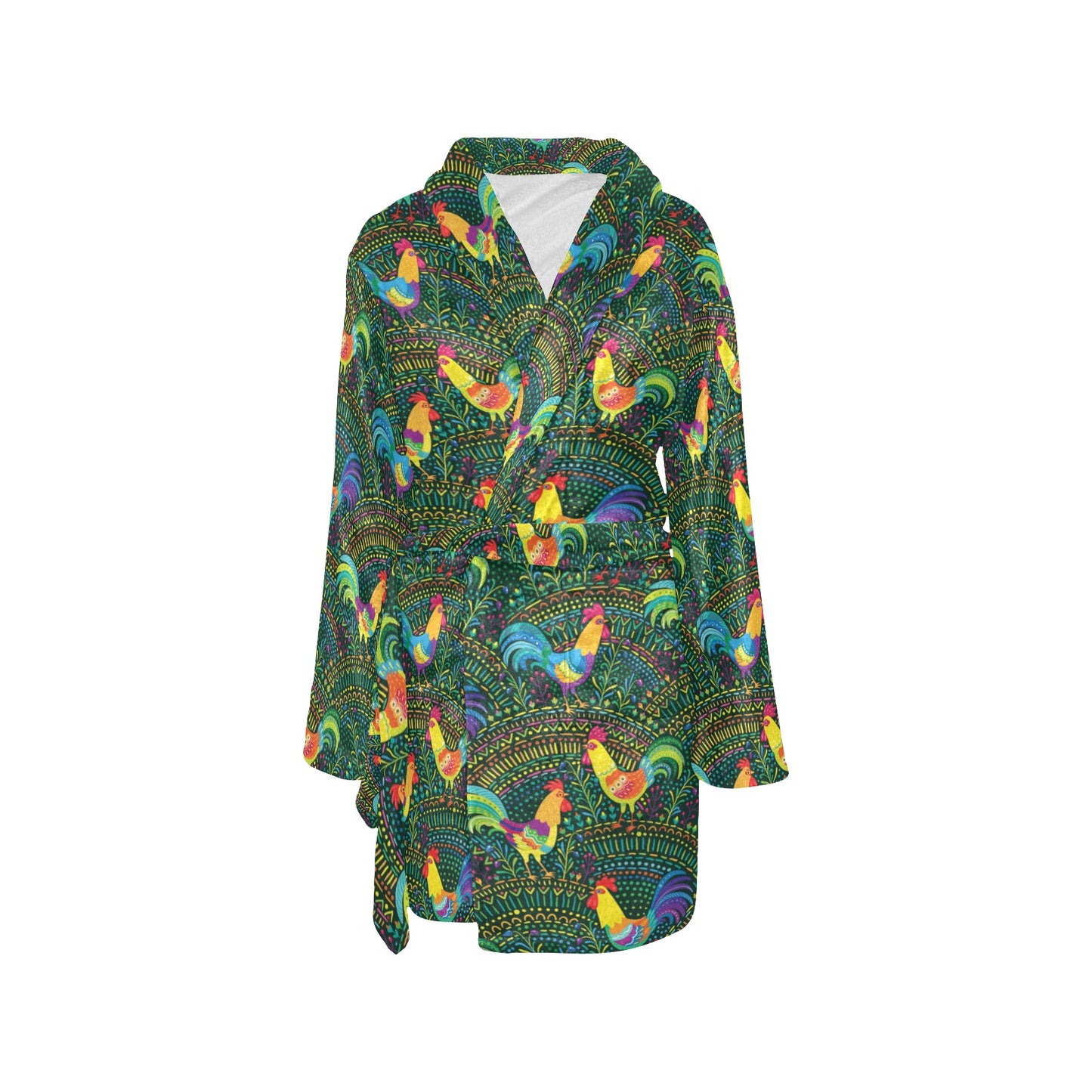 Rooster Pattern Print Design A01 Women's Fleece Robe