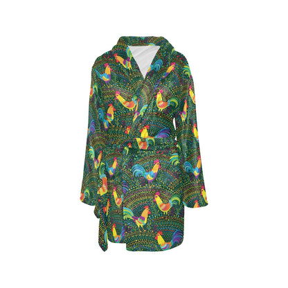 Rooster Pattern Print Design A01 Women's Fleece Robe
