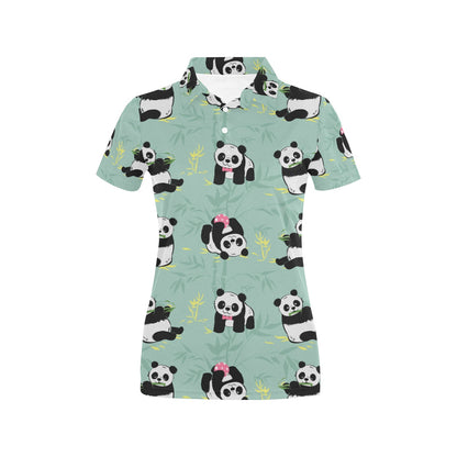 Panda Pattern Print Design A05 Women's Polo Shirt