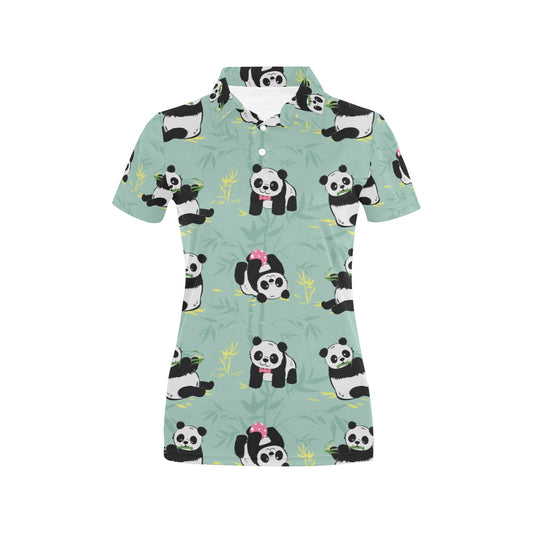 Panda Pattern Print Design A05 Women's Polo Shirt